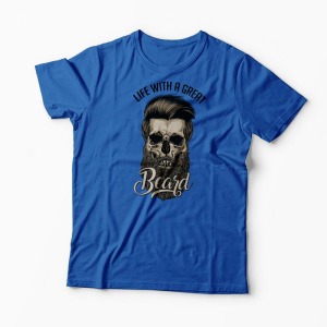 Tricou Viață cu o Barbă Mare - Bărbați-Albastru Regal